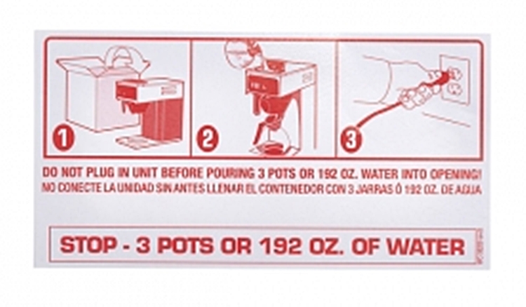 (image for) Wilbur Curtis WC-38209 LABEL, STOP DO NOT PLUG IN CAF